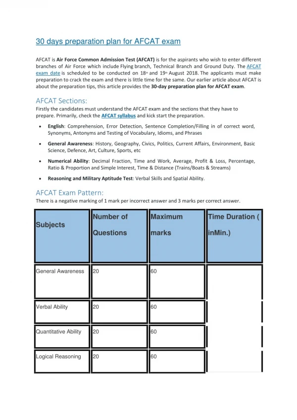 AFCAt preparation tips and tripcks