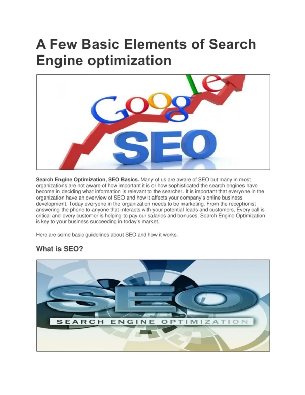 A Few Basic Elements of Search Engine optimization