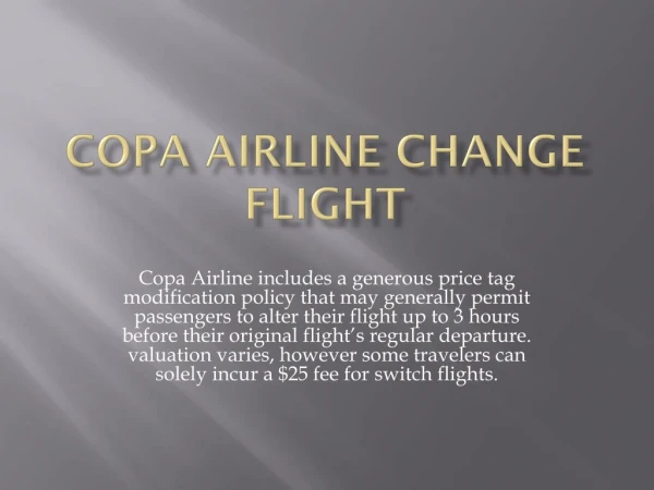 Copa Airline Change Flight