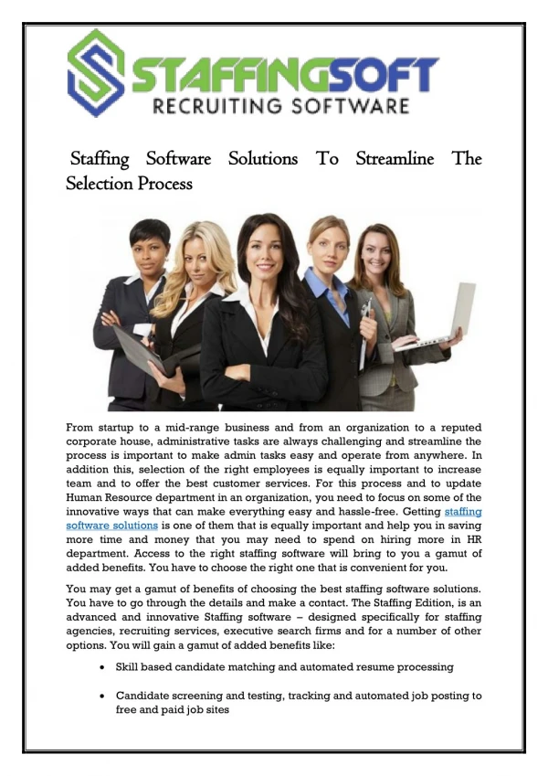 Staffing Software Solutions To Streamline The Selection Process