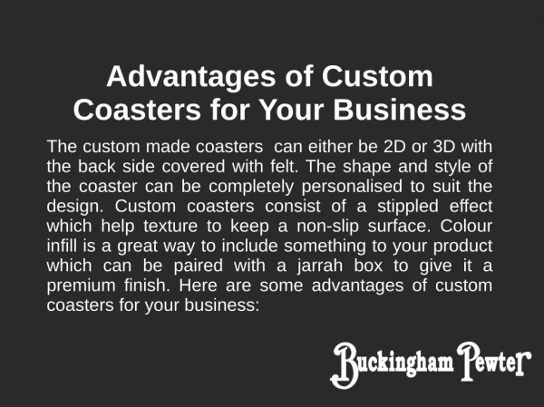 Advantages of Custom Coasters for Your Business