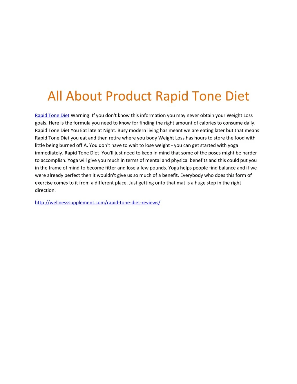 all about product rapid tone diet