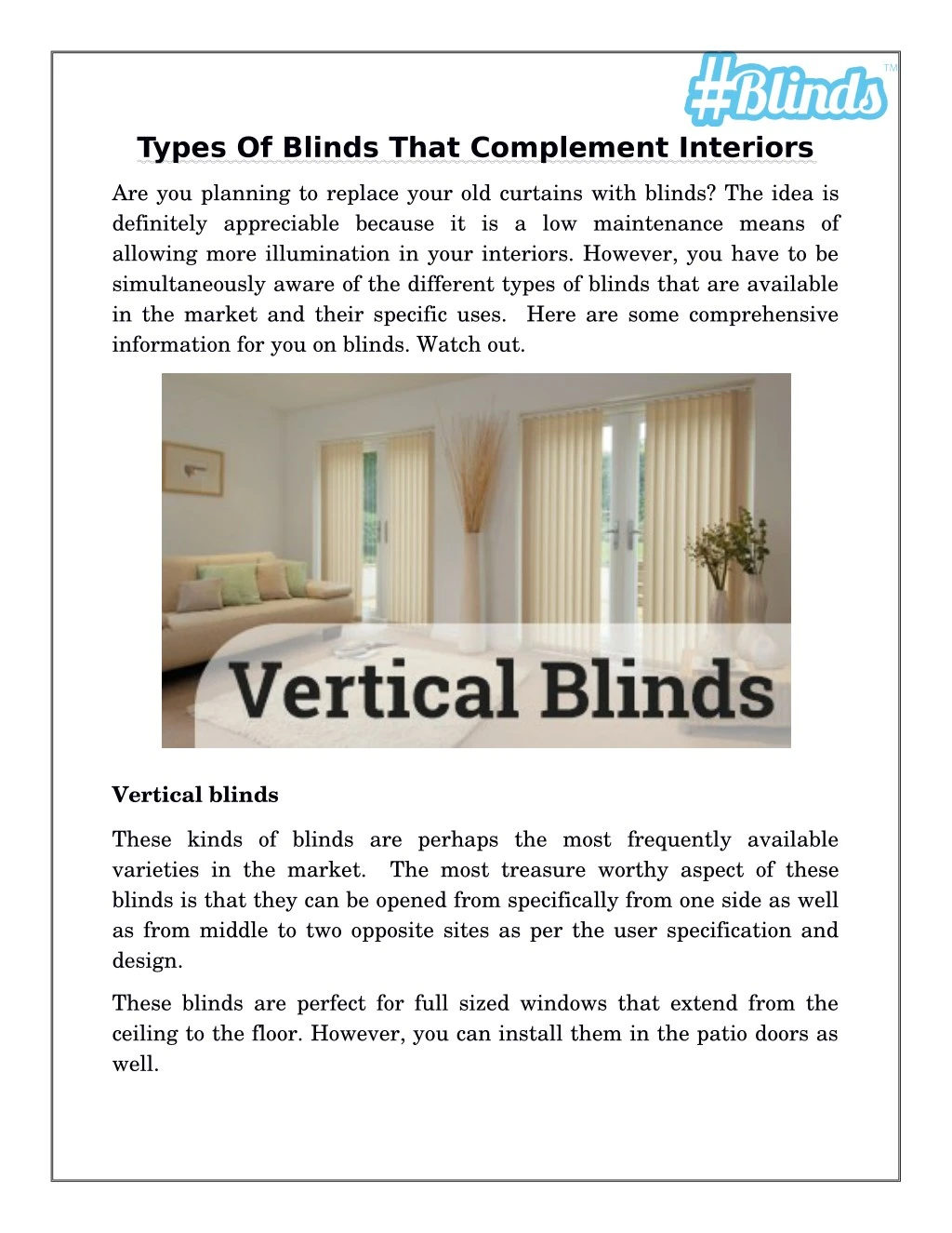 types of blinds that complement interiors