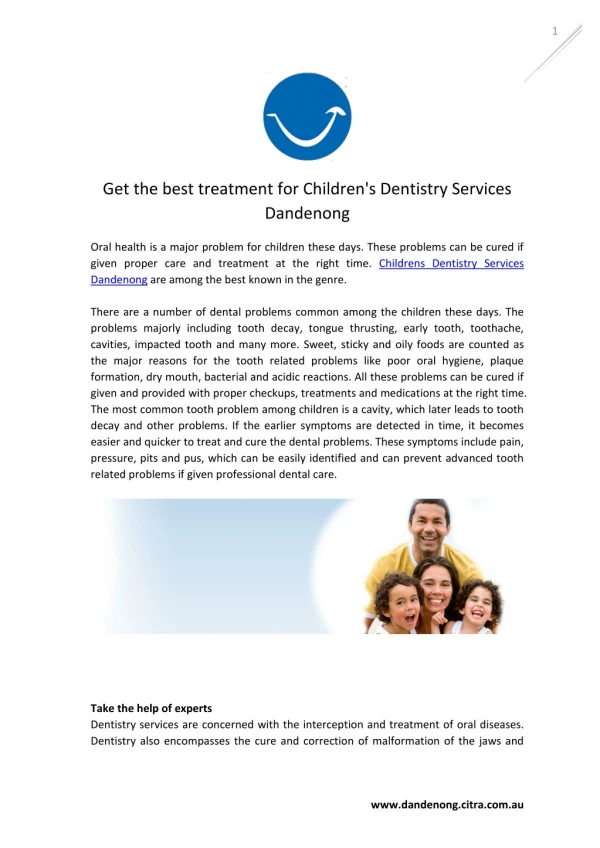 Common Treatment About Childrens Dentistry Services Dandenong