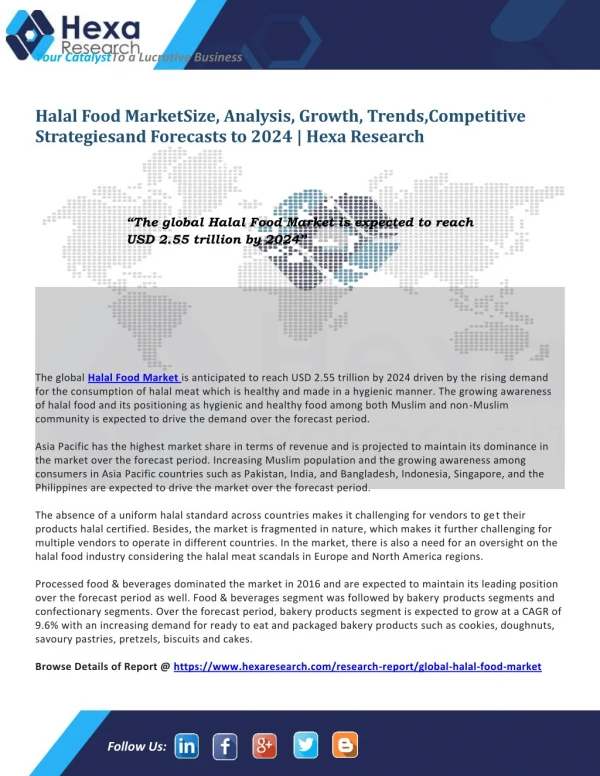 Global Halal Food Industry Research Report