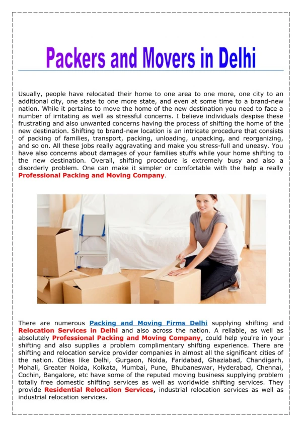 Packers and Movers Delhi @18002703535