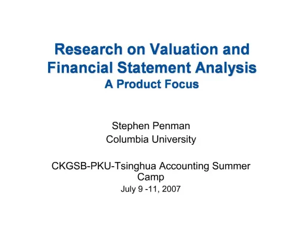 Research on Valuation and Financial Statement Analysis A Product Focus