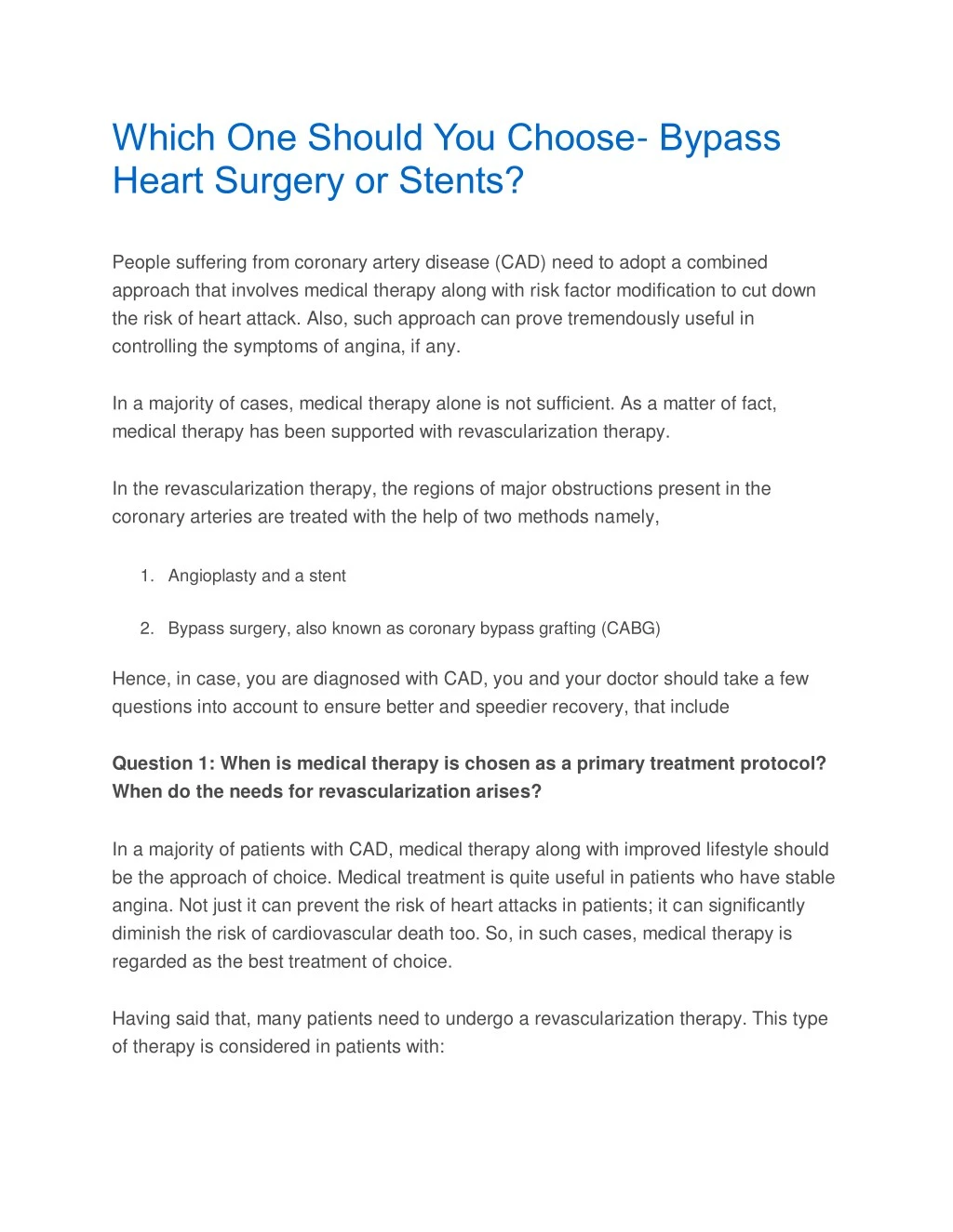 which one should you choose bypass heart surgery