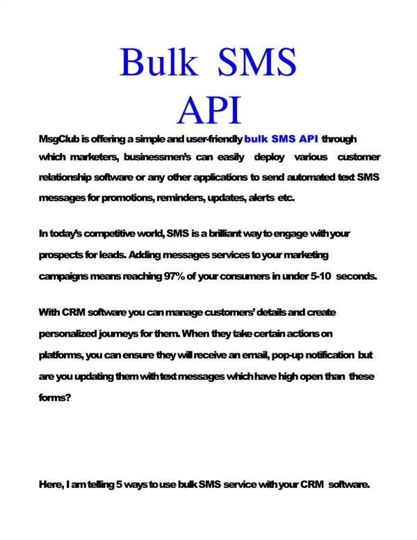 Bulk SMS API Services In Your CRM Software