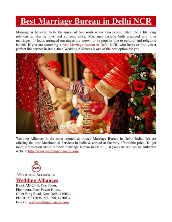 Best Marriage Bureau in Delhi NCR