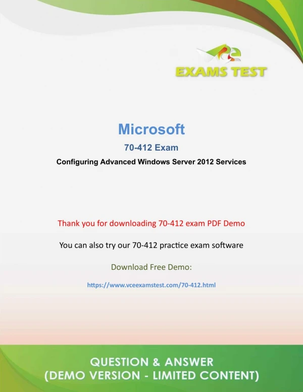 Get Latest Microsoft 70-412 VCE Exam Software 2018 - [DOWNLOAD and Prepare]