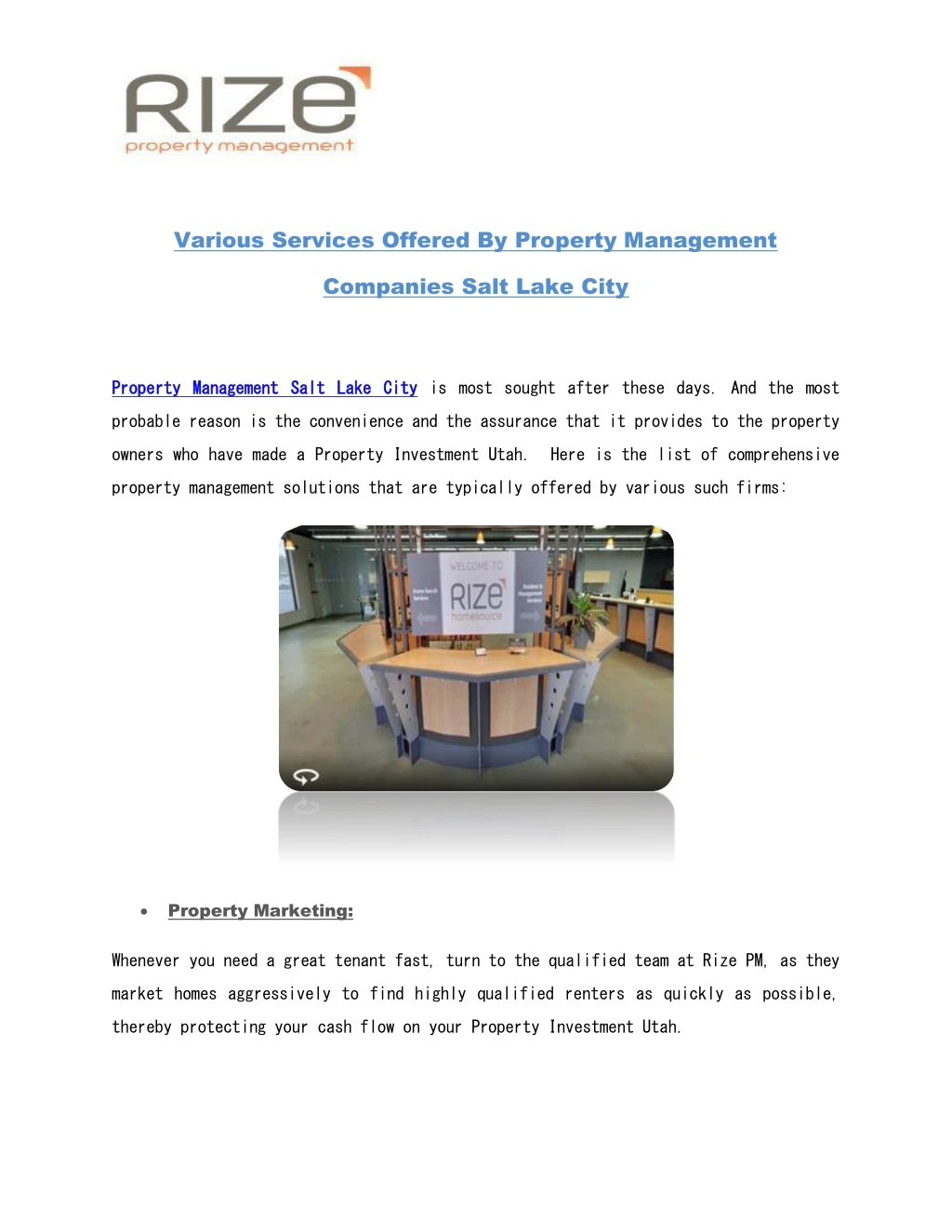 various services offered by property management