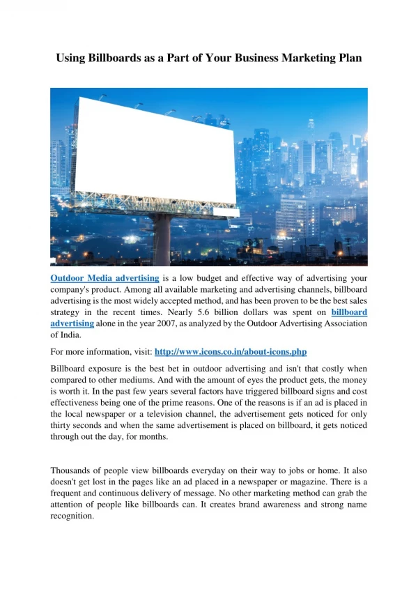 Using Billboards As a Part of Your Business Marketing Plan