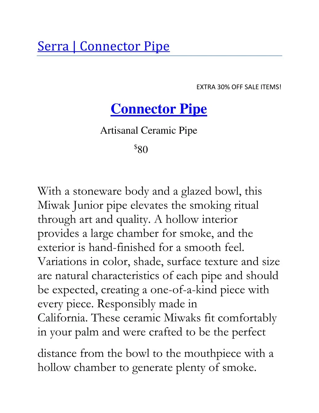 serra connector pipe