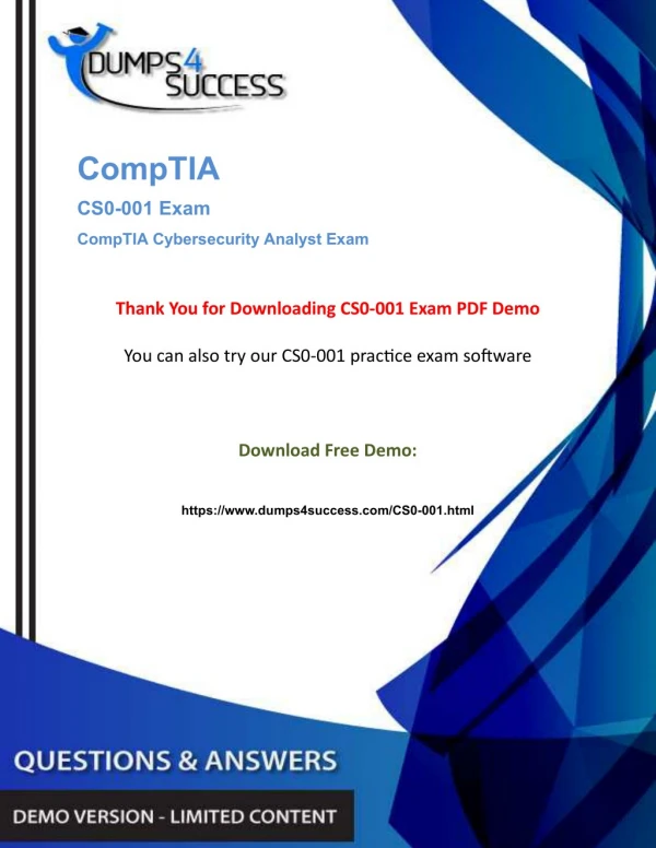 CySA CS0-001 Dumps Questions - CompTIA Cyber Security [CS0-001] Exam Question