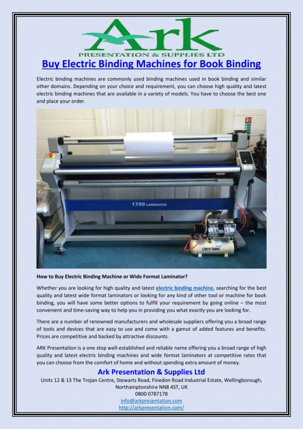 Buy Electric Binding Machines for Book Binding