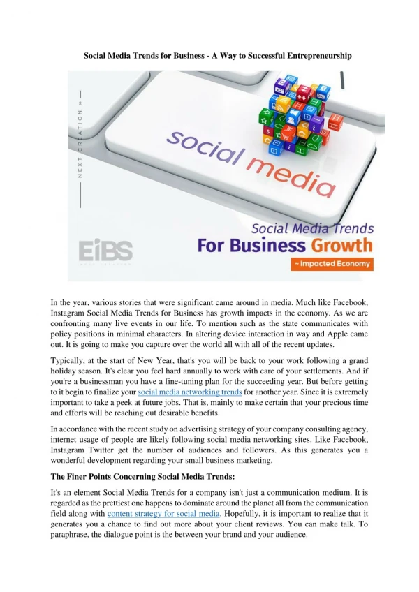 Social Media Trends for Business - A Way to Successful Entrepreneurship