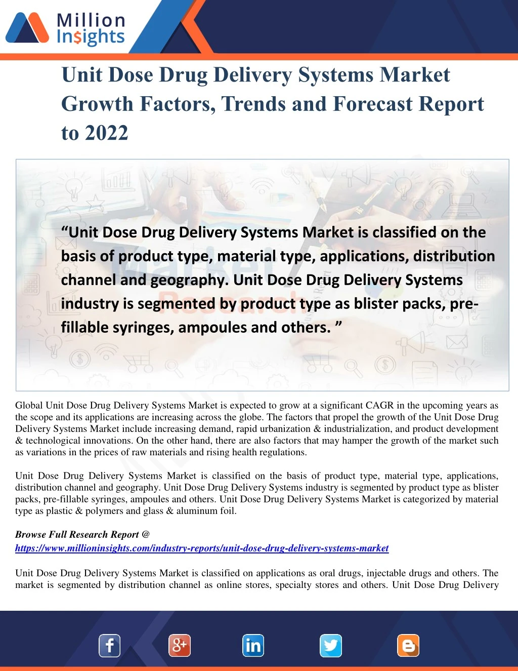 unit dose drug delivery systems market growth