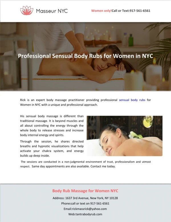 Professional Sensual Body Rubs for Women in NYC