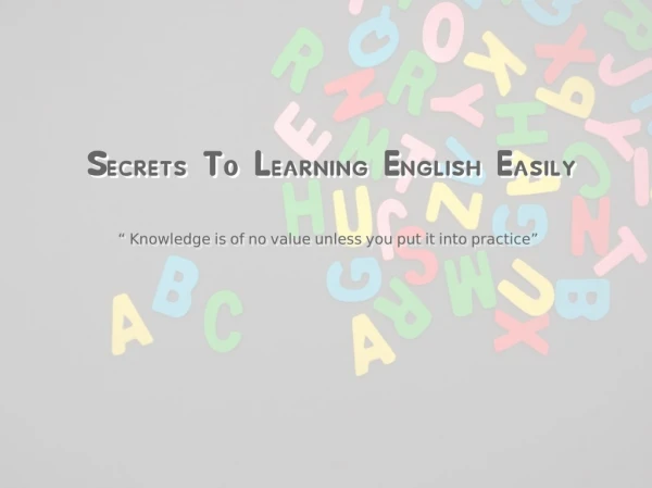 Secrets To Learning English Easily
