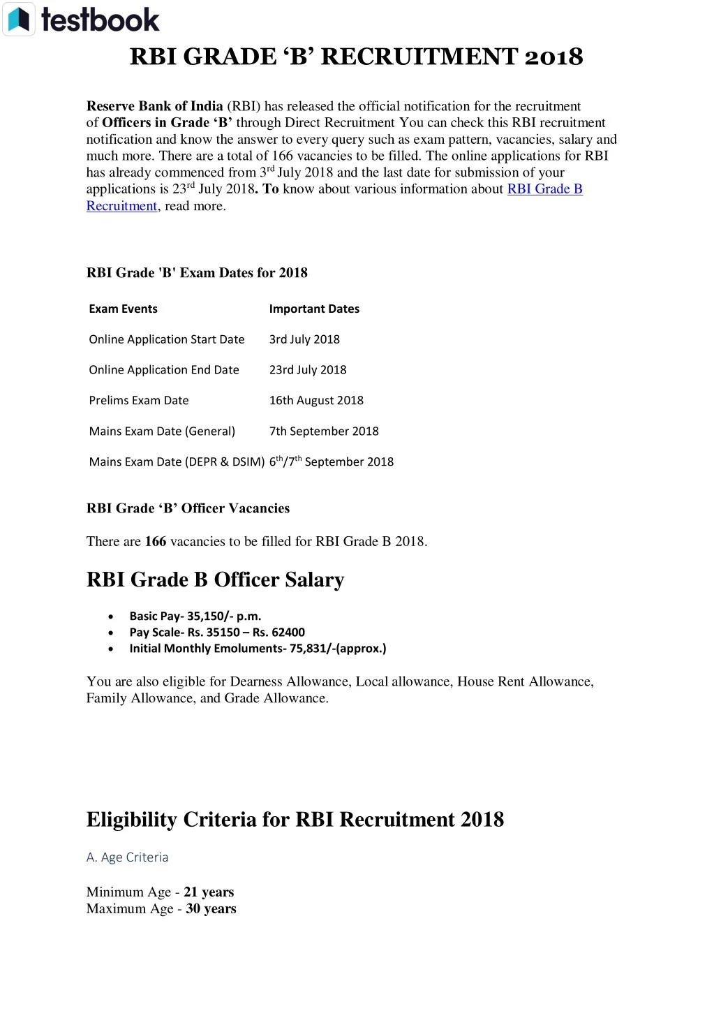 rbi grade b recruitment 2018
