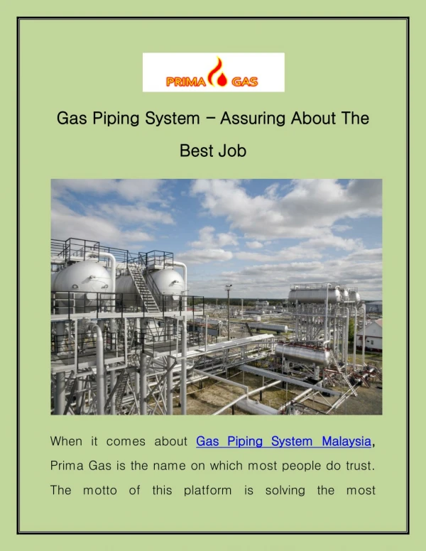 Gas Piping System – Assuring About The Best Job