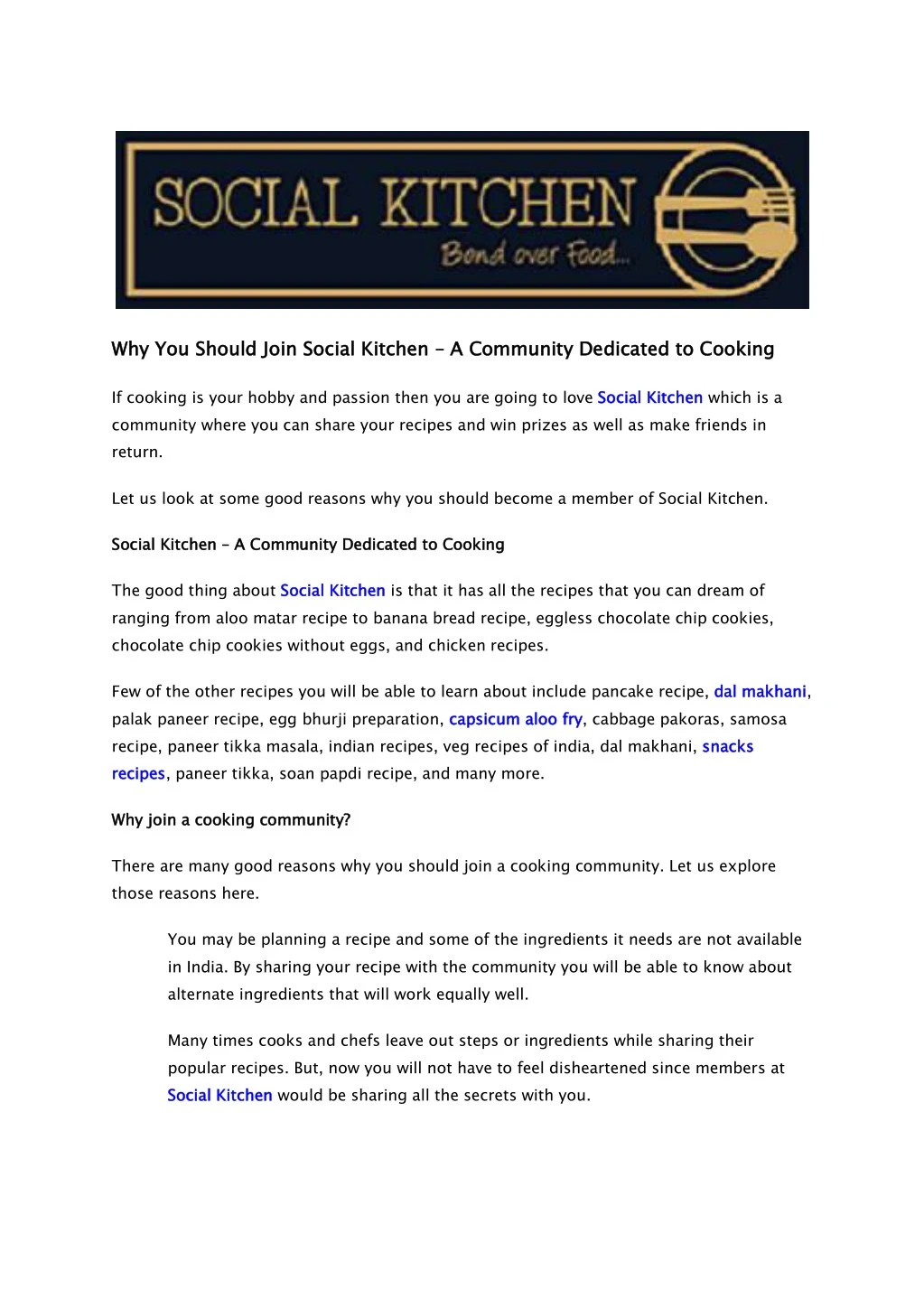 why you should join social kitchen