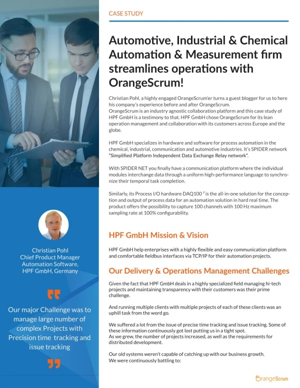 Automotive, Industrial, Chemical Automation and Measurement firm streamlines operations with OrangeScrum