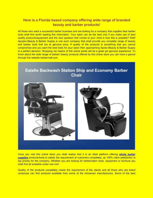 Barber Chair Supplier Company in Florida
