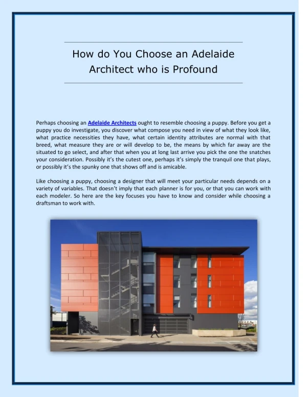 How do You Choose an Adelaide Architect who is Profound