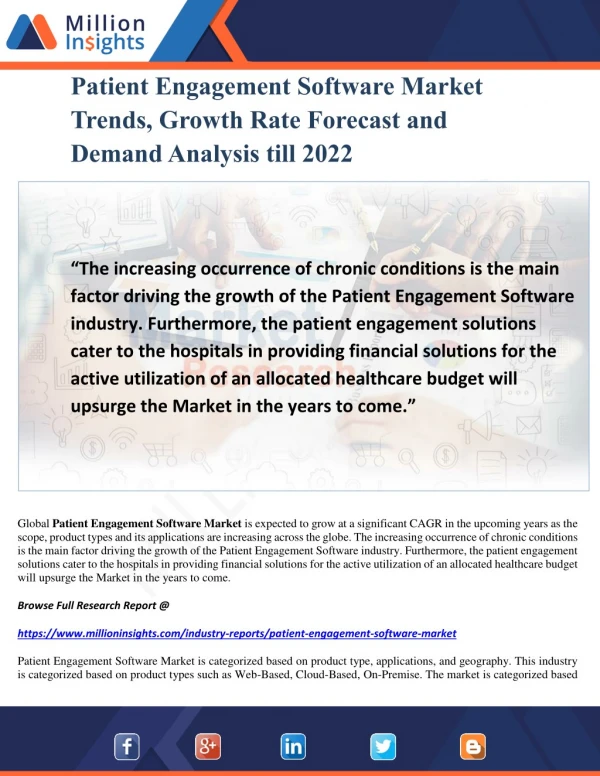 Patient Engagement Software Market Trends, Growth Rate Forecast and Demand Analysis till 2022