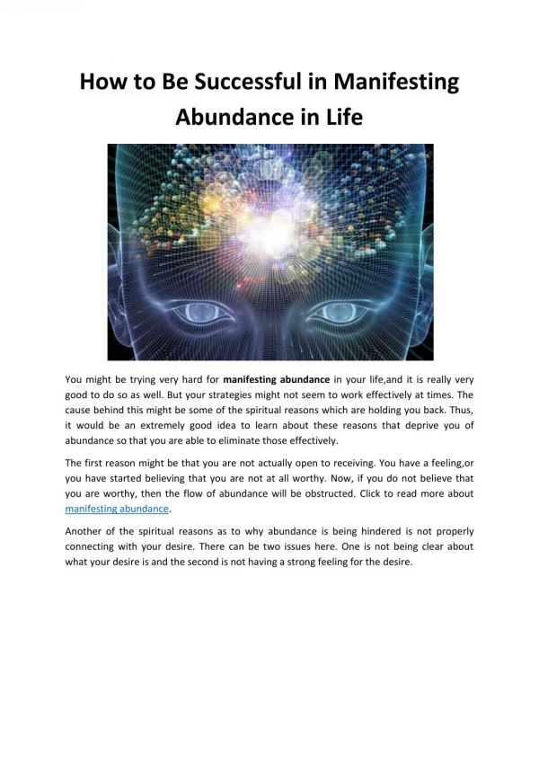 How to Be Successful in Manifesting Abundance in Life