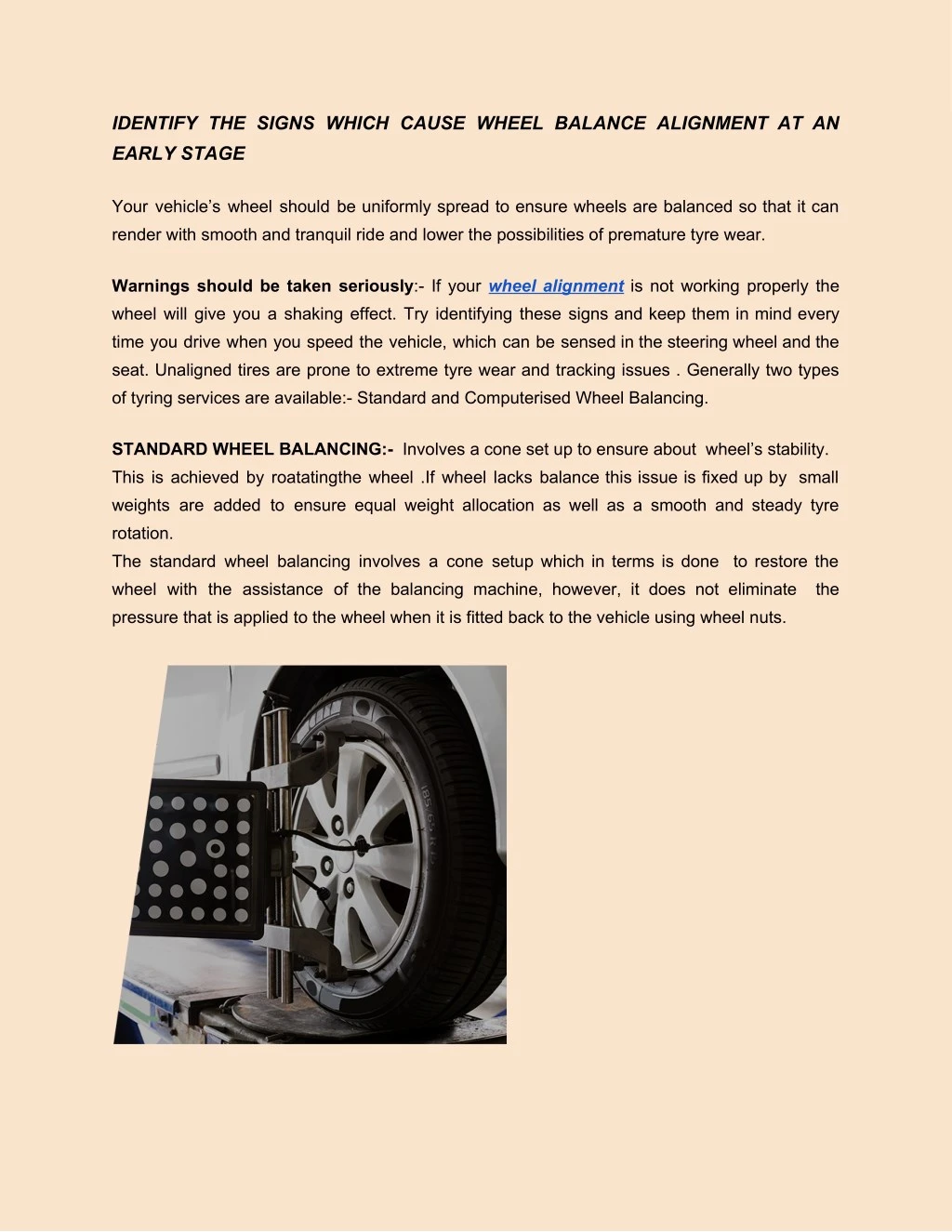 identify the signs which cause wheel balance