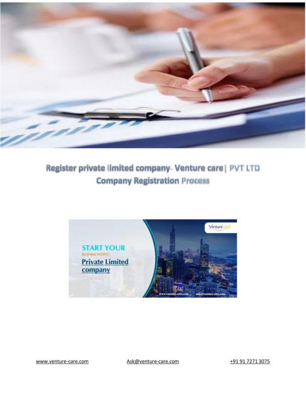 Register private limited company- Venture care| PVT LTD Company Registration Process