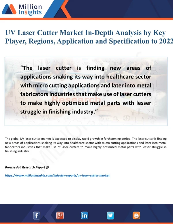 UV Laser Cutter Market Future Investments, Business Opportunities, New Trends