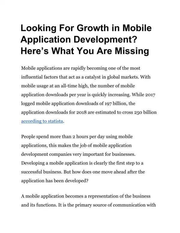 Looking For Growth in Mobile Application Development? Hereâ€™s What You Are Missing