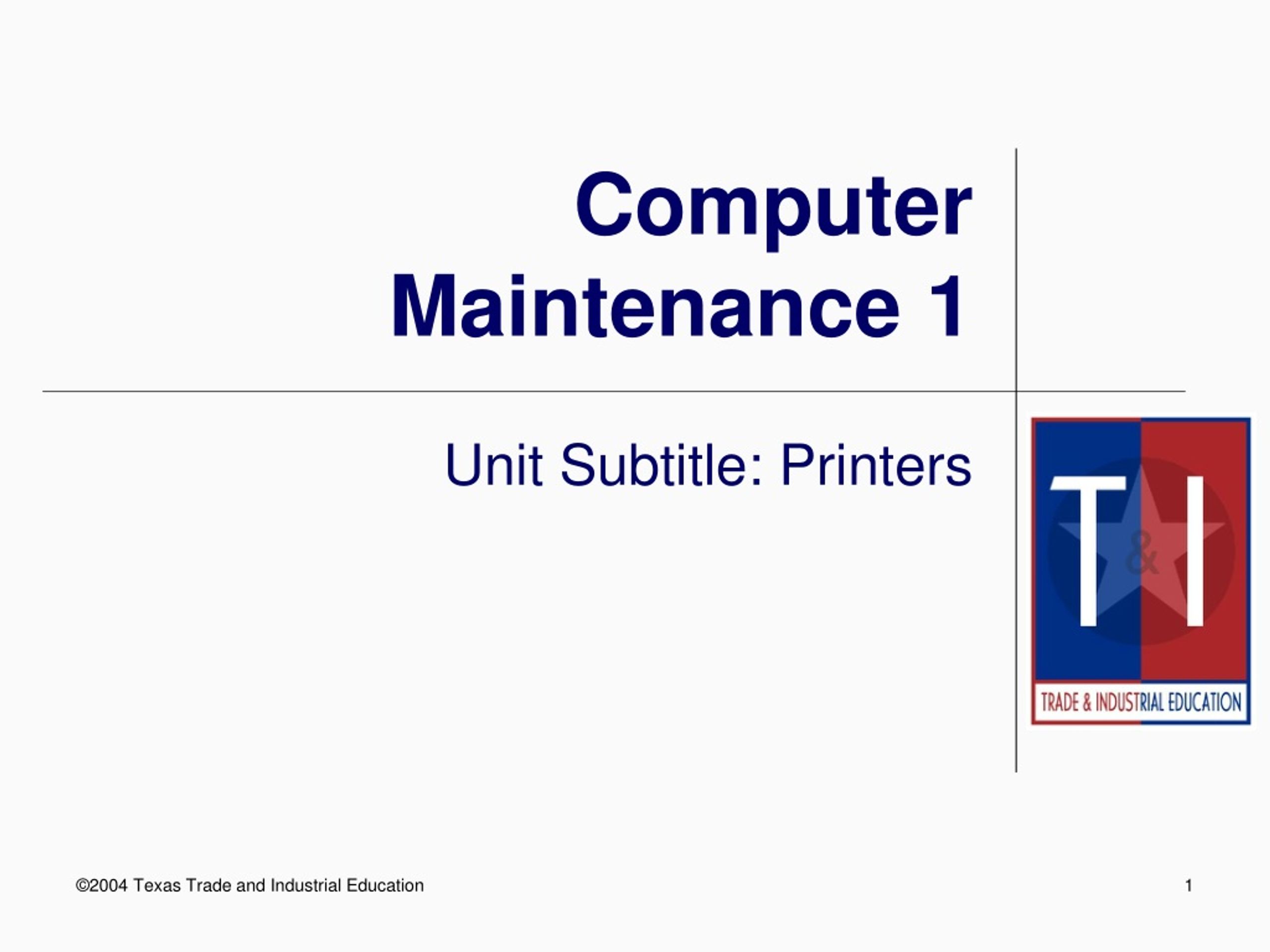 PPT - Computer Maintenance 1 PowerPoint Presentation, free download ...
