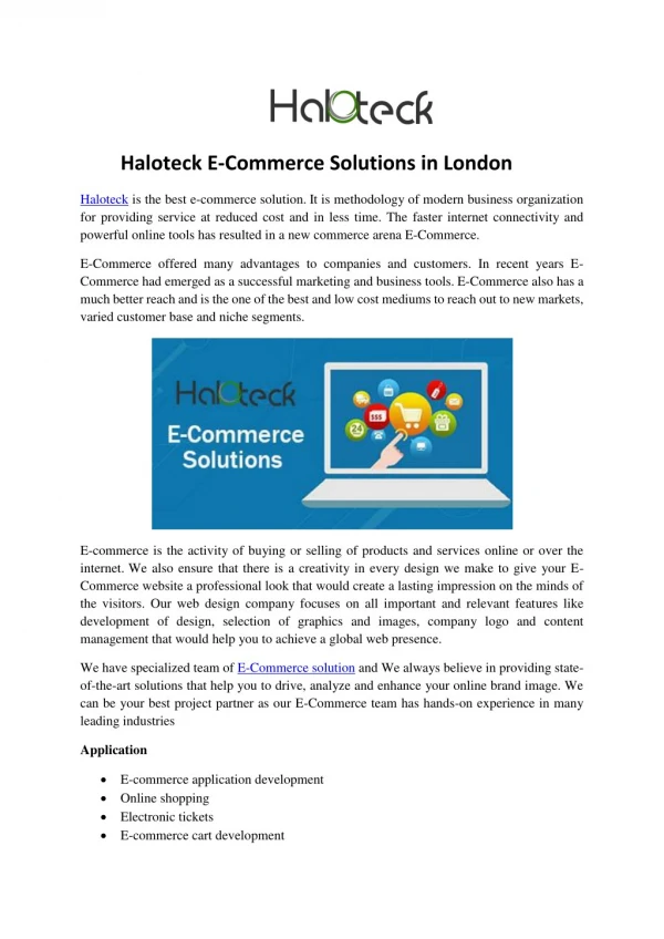 Haloteck E-Commerce Solutions in London