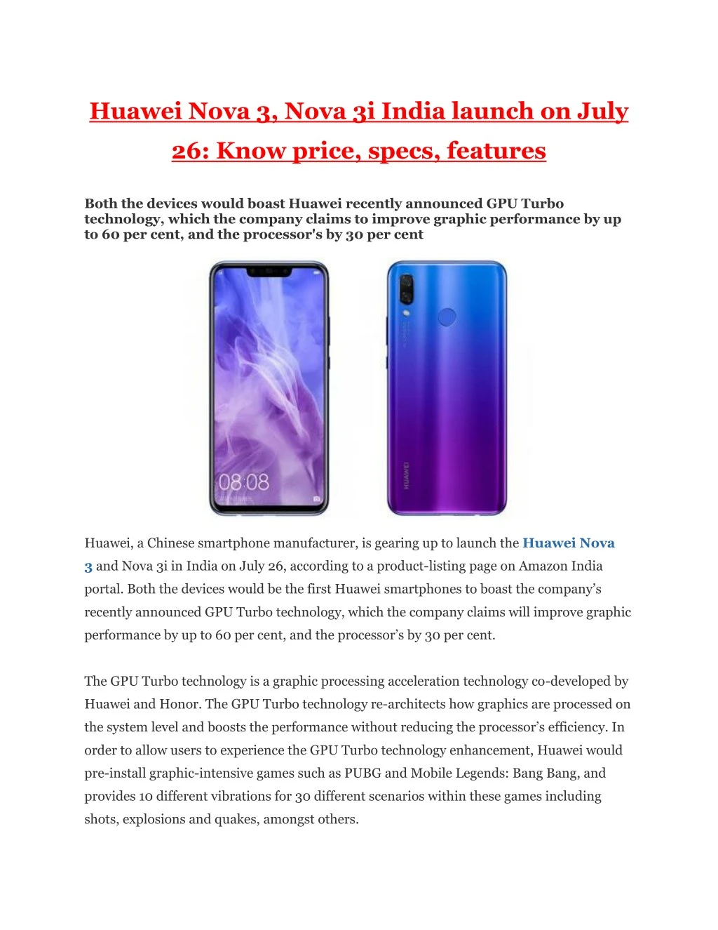 huawei nova 3 nova 3i india launch on july