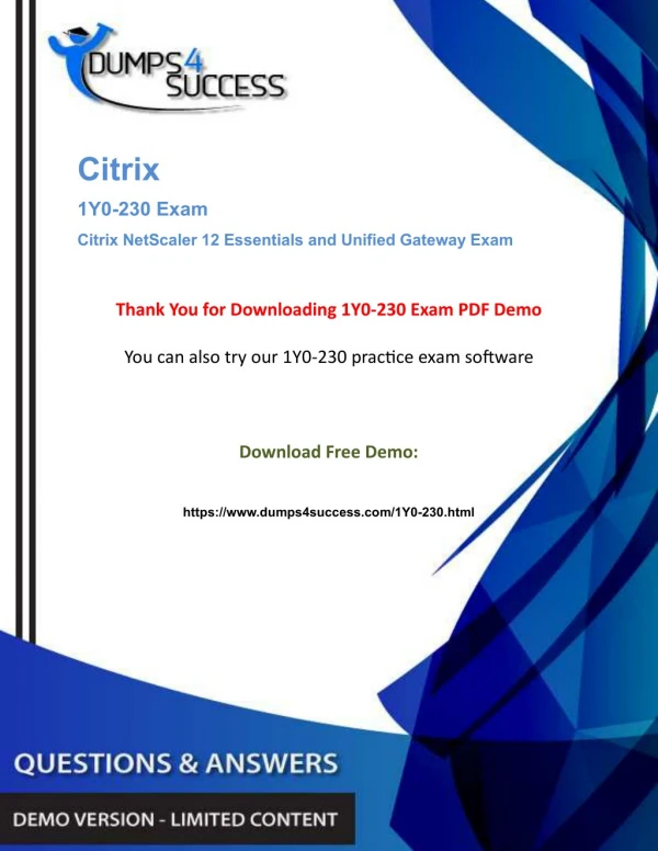 1Y0-230 Dumps Question - Citrix NetScaler Gateway [1Y0-230] Exam Question