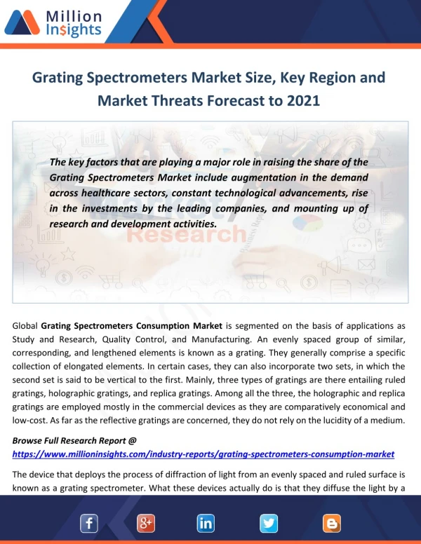 Grating Spectrometers Market Size, Key Region and Market Threats Forecast to 2021