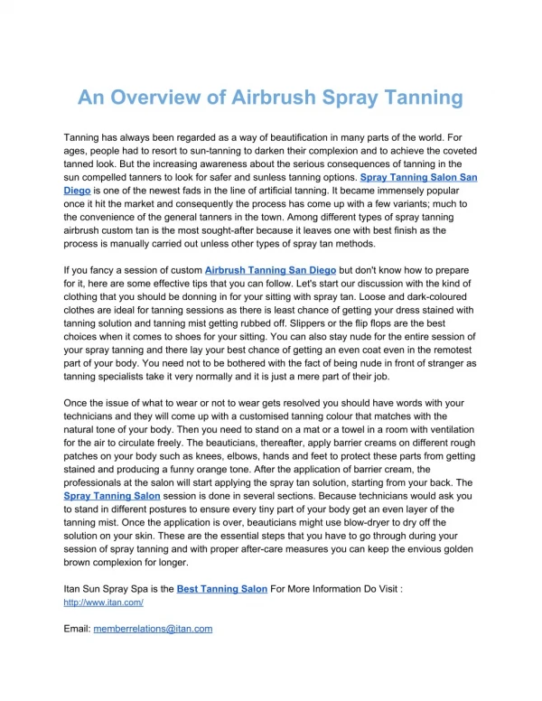 An Overview of Airbrush Spray Tanning