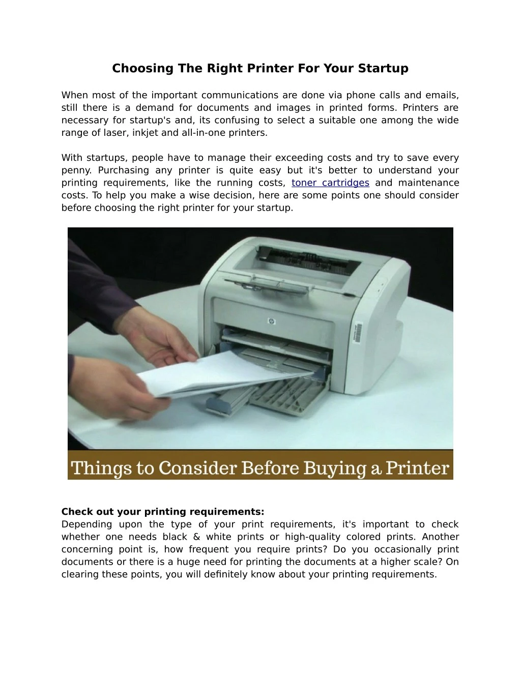 choosing the right printer for your startup