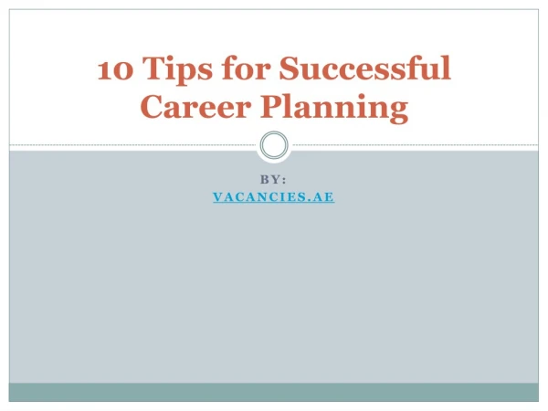 10 Tips for Successful Career Planning