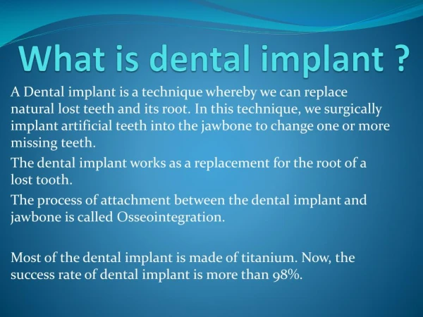 What is dental implant | Dr Malvika Jain Dental Clinic