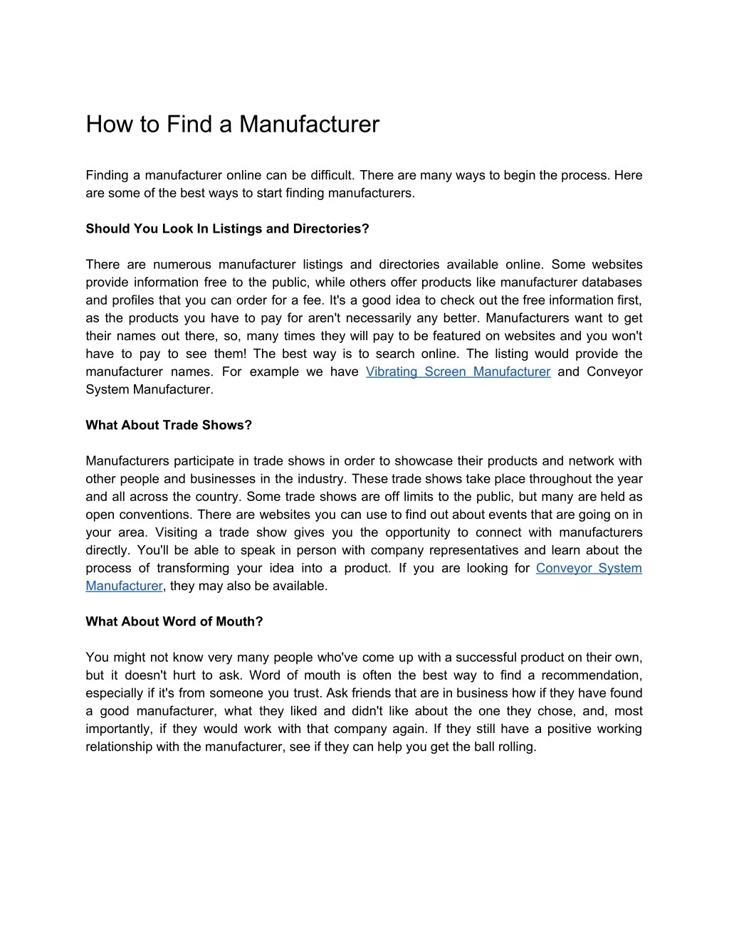 how to find a manufacturer