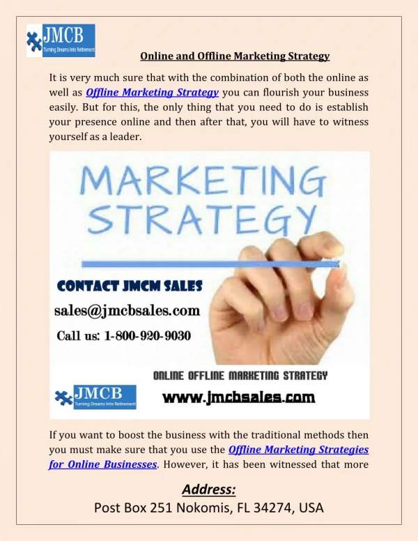 Online and Offline Marketing Strategy