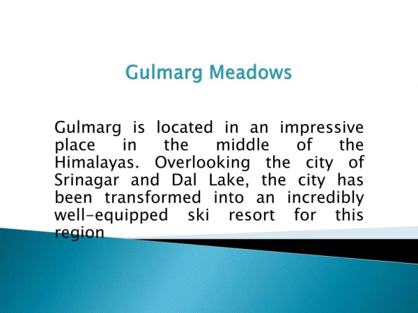 Best Places to visit at Gulmarg Kashmir