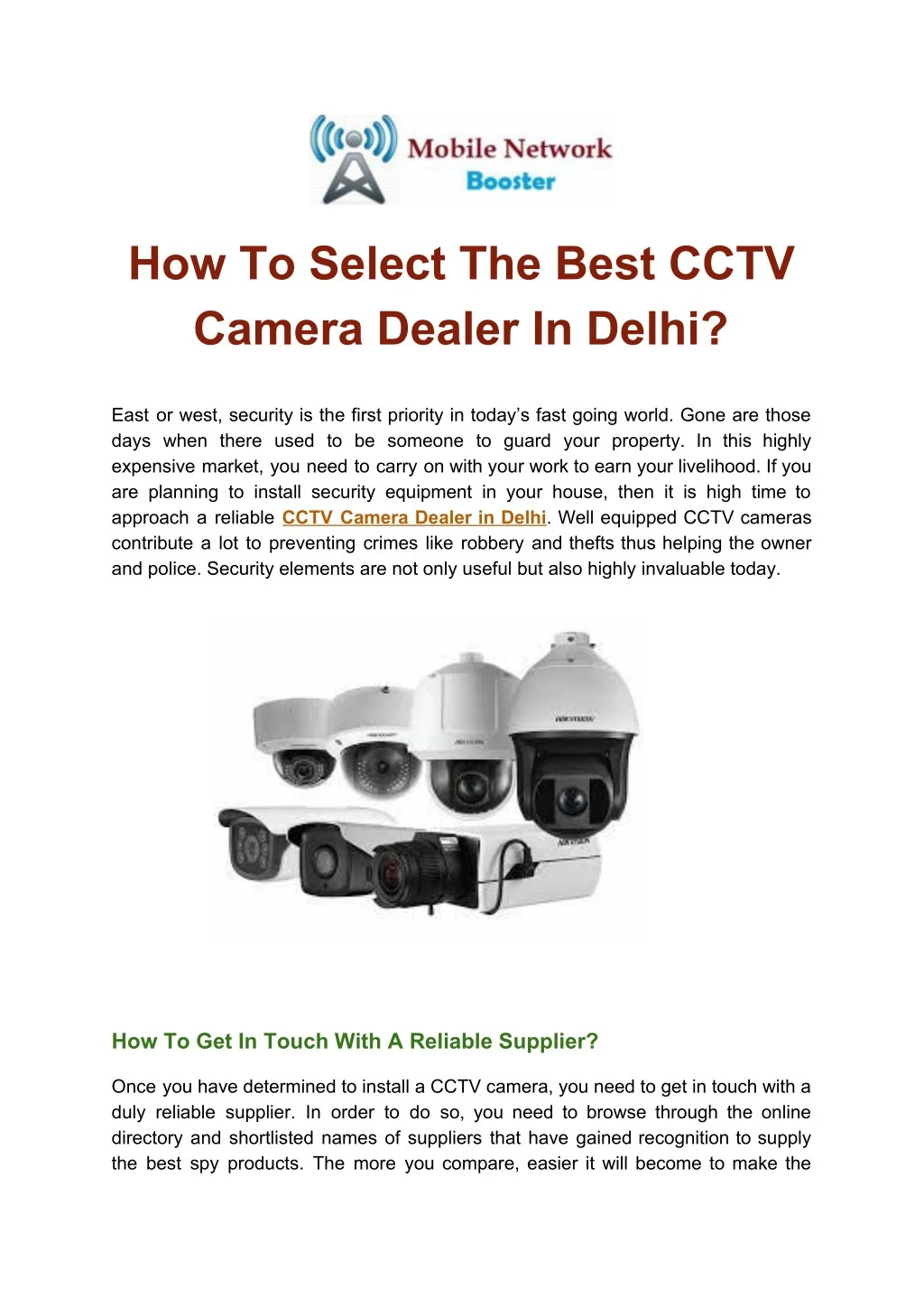 how to select the best cctv camera dealer