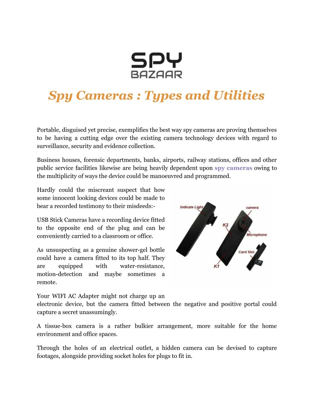 spy cameras types and utilities